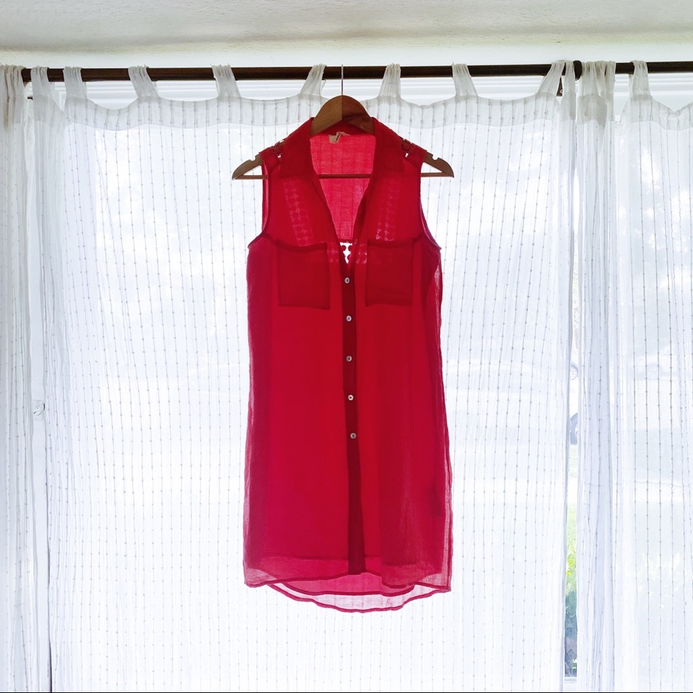 MINI SLEEVELESS SHIRT DRESS
